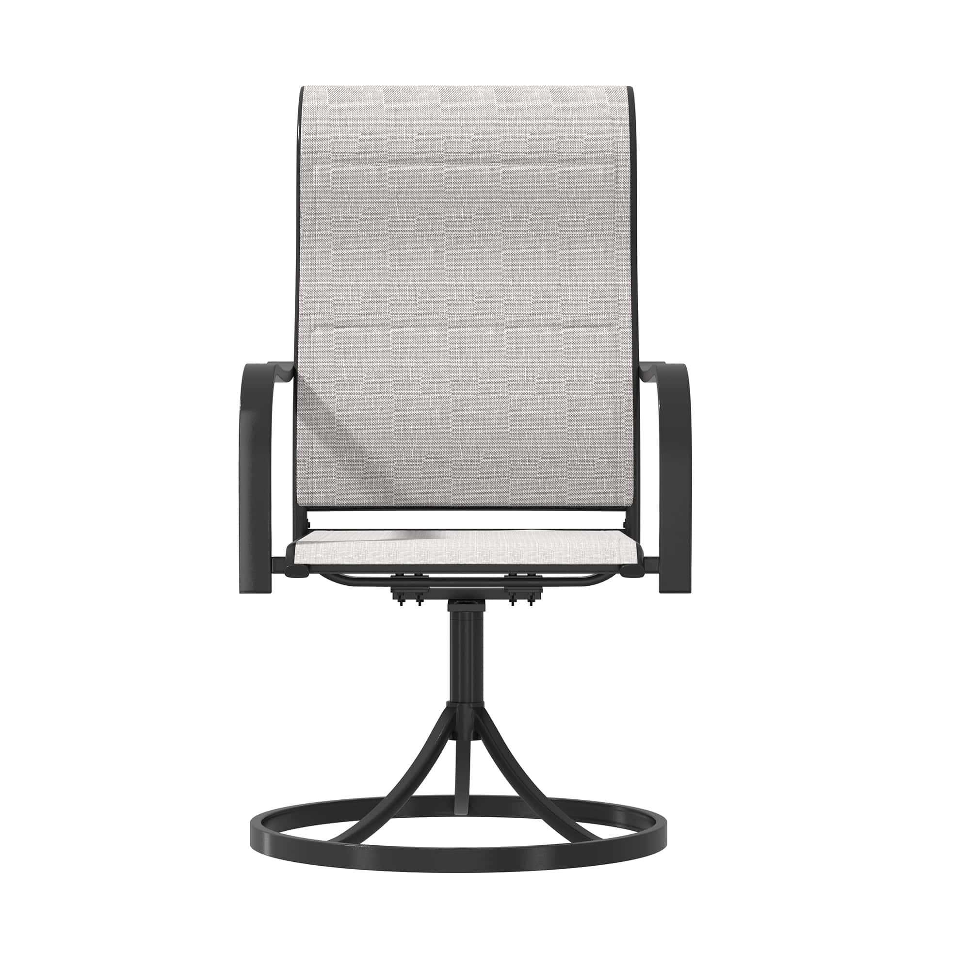 2 Piece Textilene Fabric Iron Frame Swivel Dining Chair-CASAINC