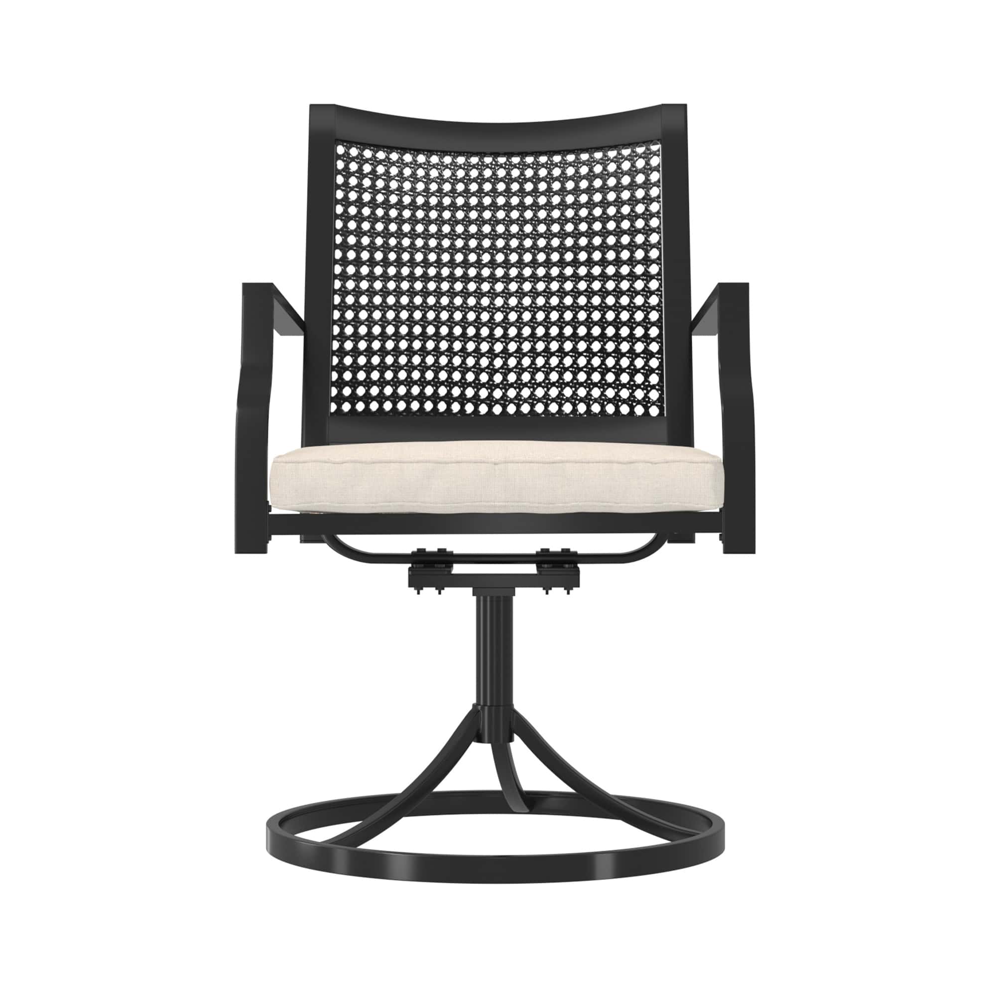 2 Textilene Fabric Iron Frame Swivel Dining Chairs-CASAINC