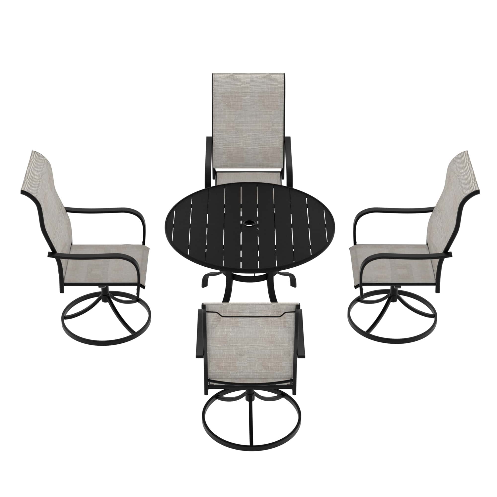 5 Piece Steel Frame Patio Dining Set, Swivel Dining Chair-CASAINC