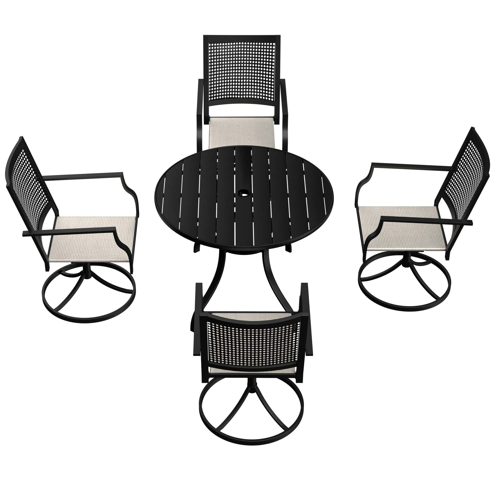 5 Piece Steel Frame Patio Dining Set, Swivel Dining Chair-CASAINC