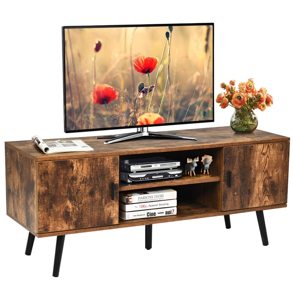 CASAINC Industrial TV Stand with Storage Cabinets-Casainc Canada