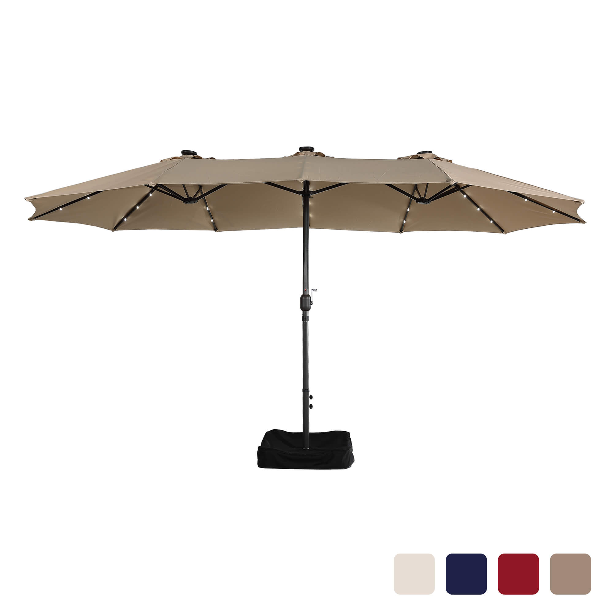 15ft Patio Market Umbrella with Base and Solar Light-Casainc Canada