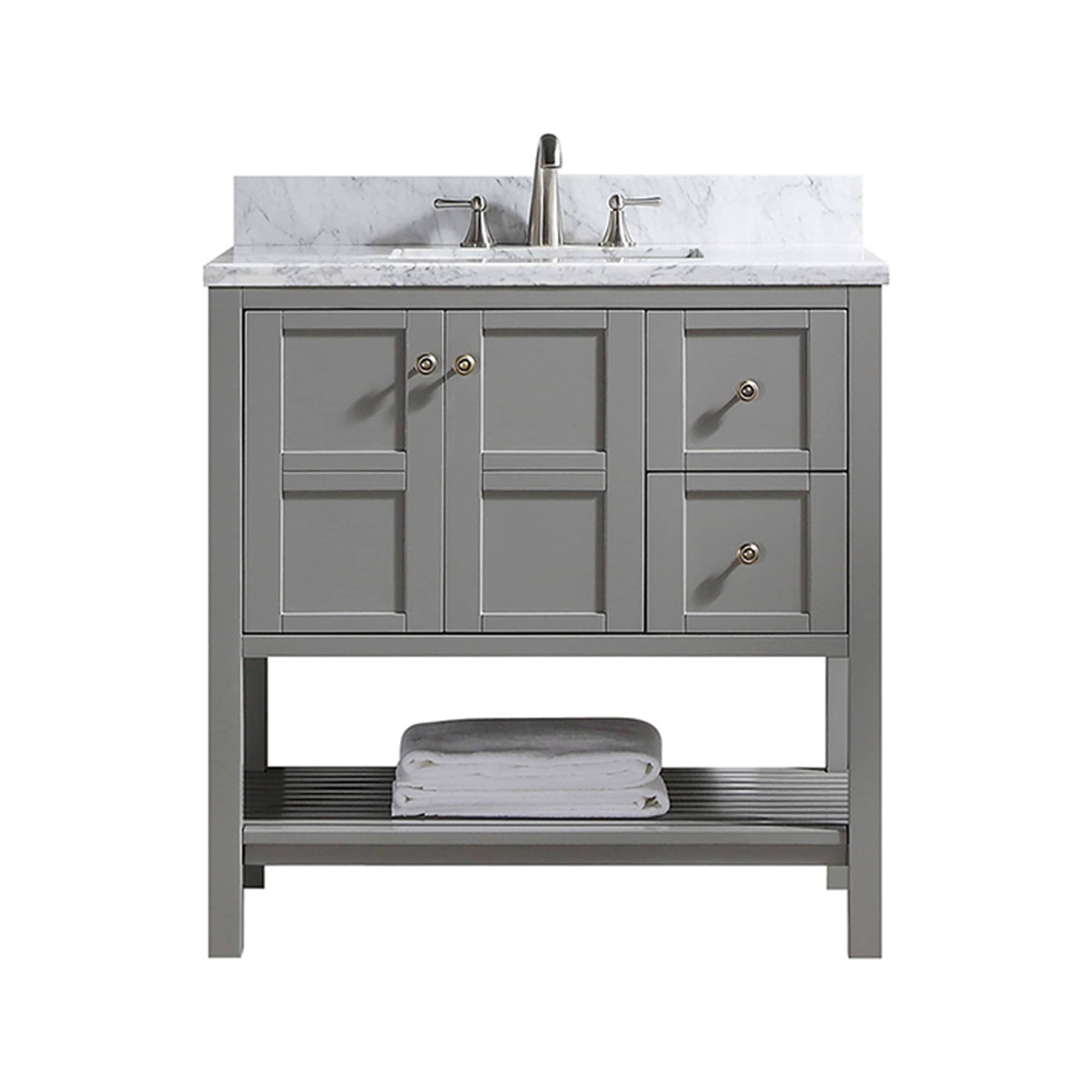 CASAINC 36 Inch Bath Vanity in Gray with White Top and Basin (36W x 22D x 35.4"H )