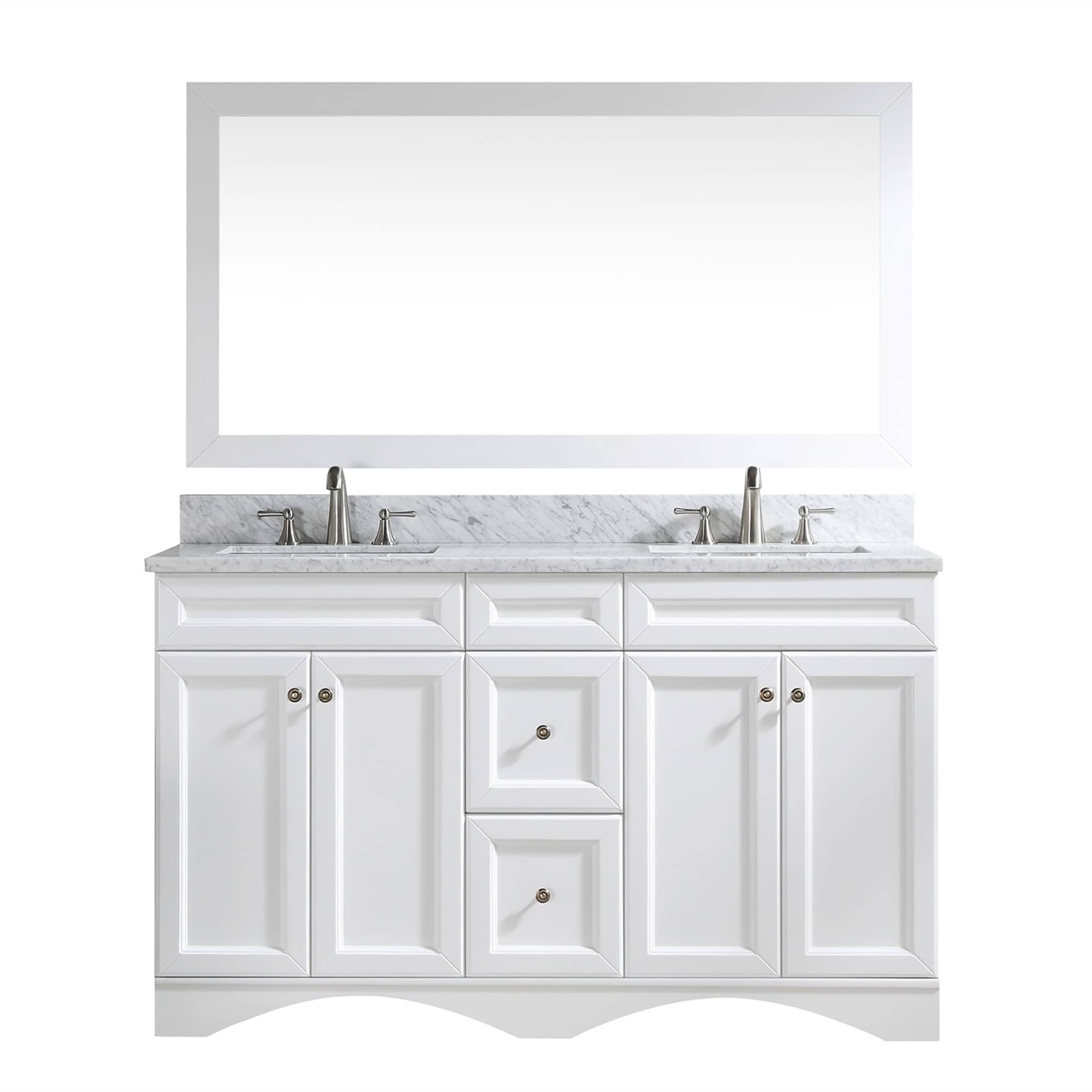 CASAINC 60 Inch Bath Vanity in White with White Top and Basin （60 W x 22D x 35.4“H ）-Casainc Canada