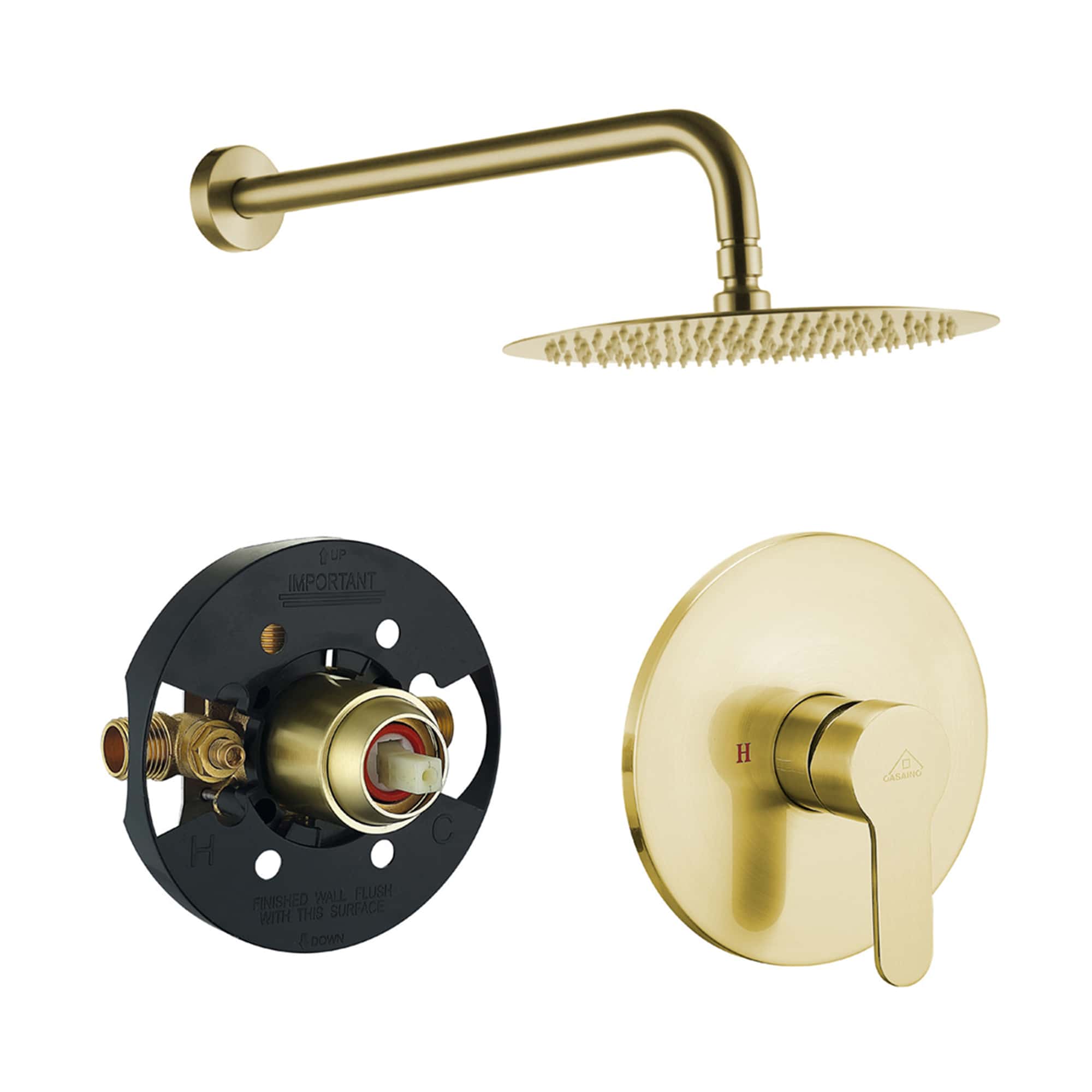 Casainc Oil-Rubbed Gold Built-in Shower System with Rough-In Valve