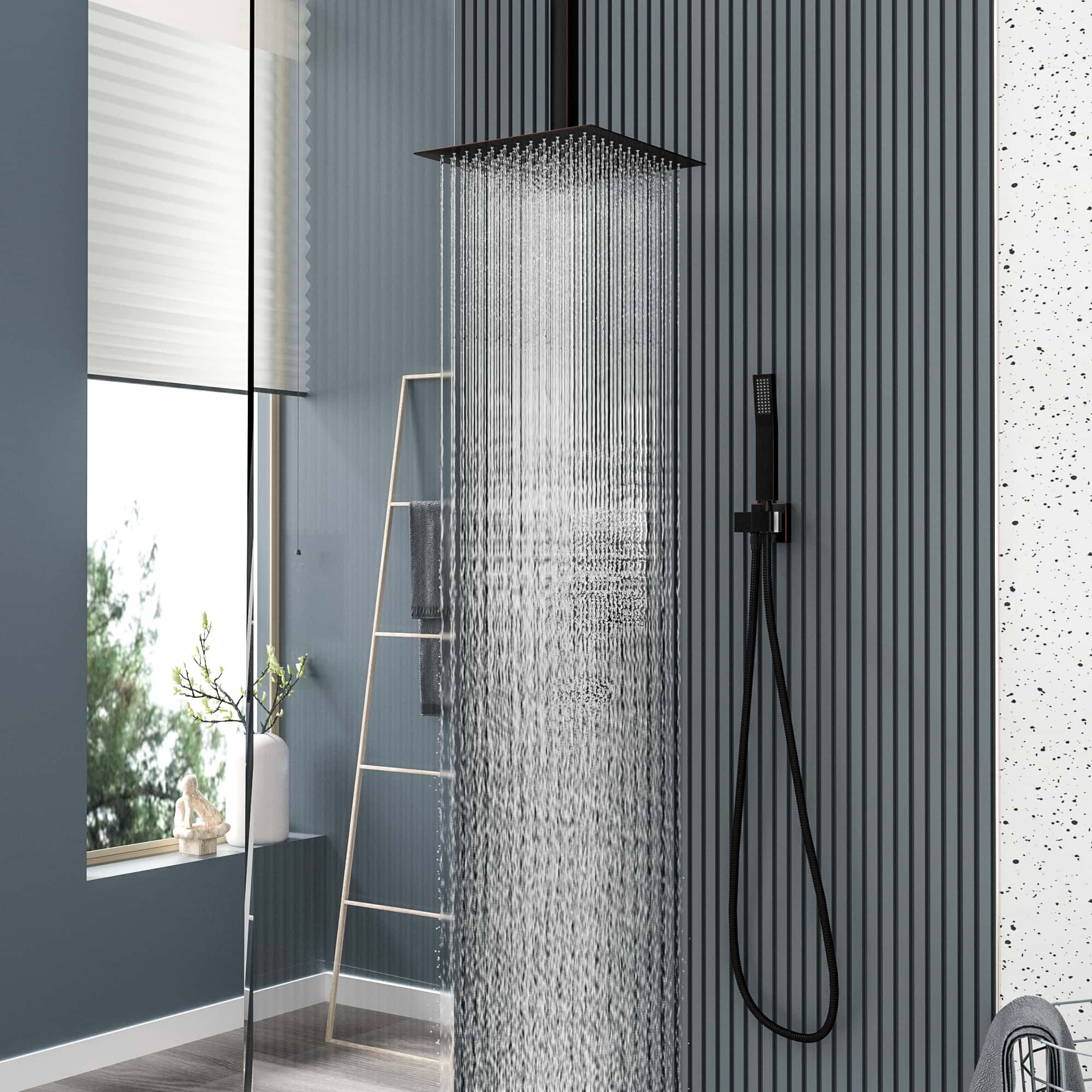  Shower Set Hidden Rain Shower 10in Round Rain Shower Head  Shower System Water Saving Shower Head Shower Mixer Shower-a-12in_B : Home  & Kitchen