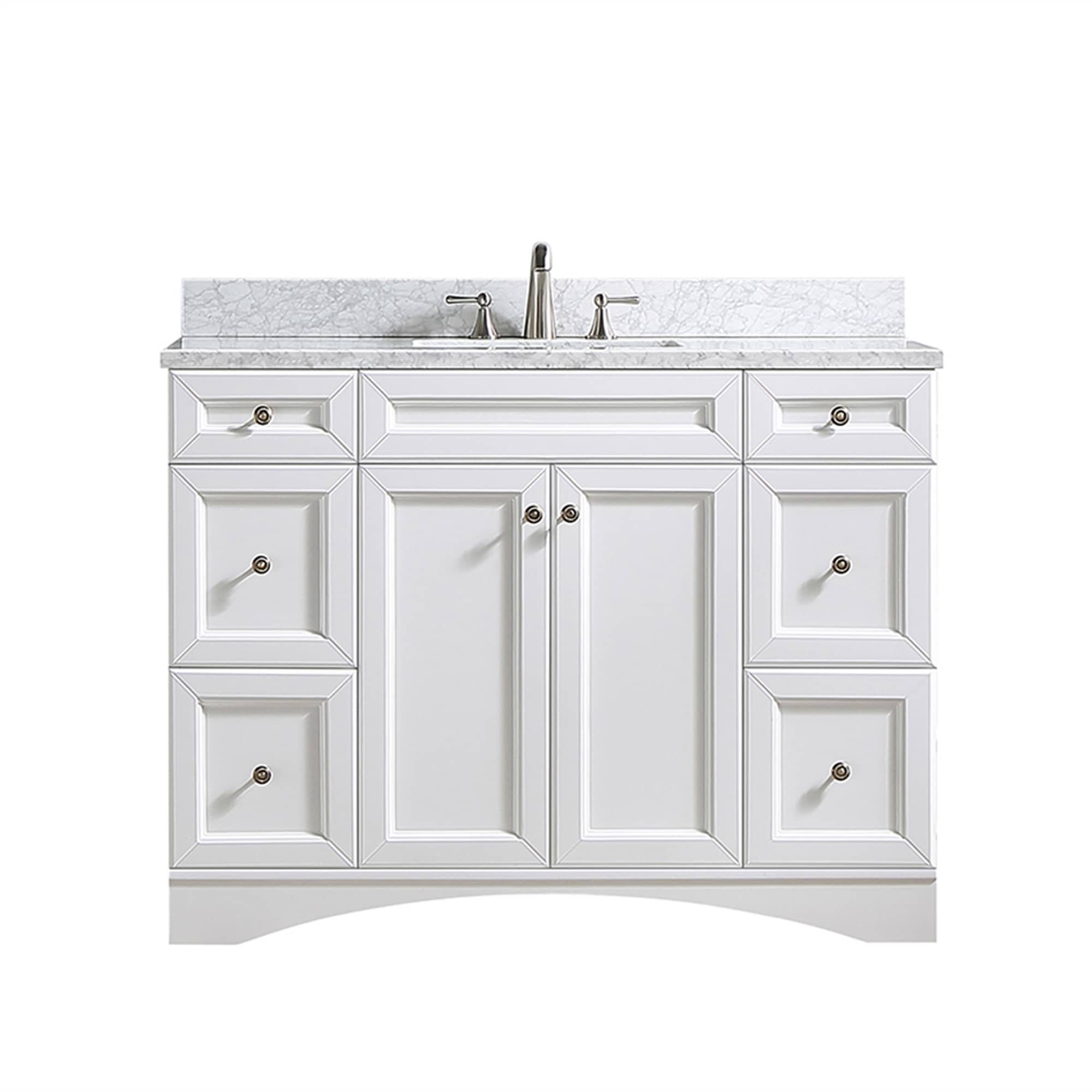 CASAINC 48 Inch Bath Vanity in White with White Top and Basin (48W x 22D x 35.4"H)