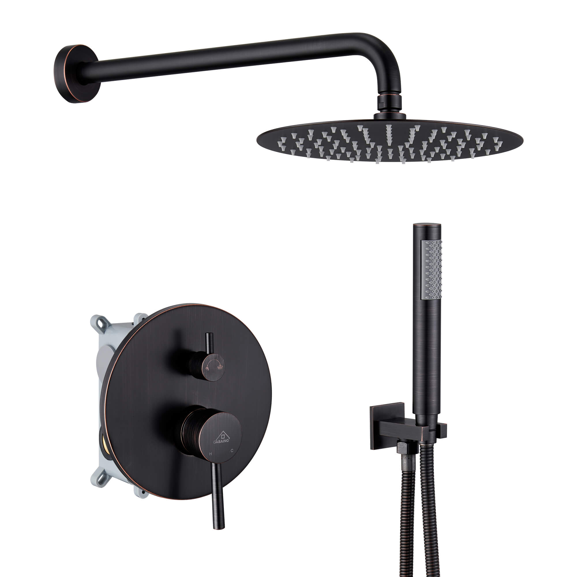 CASAINC 1-spray Patterns 10-in Wall Mount Dual Shower Heads in Oil Rubbed Bronze (valve Included)-Casainc Canada