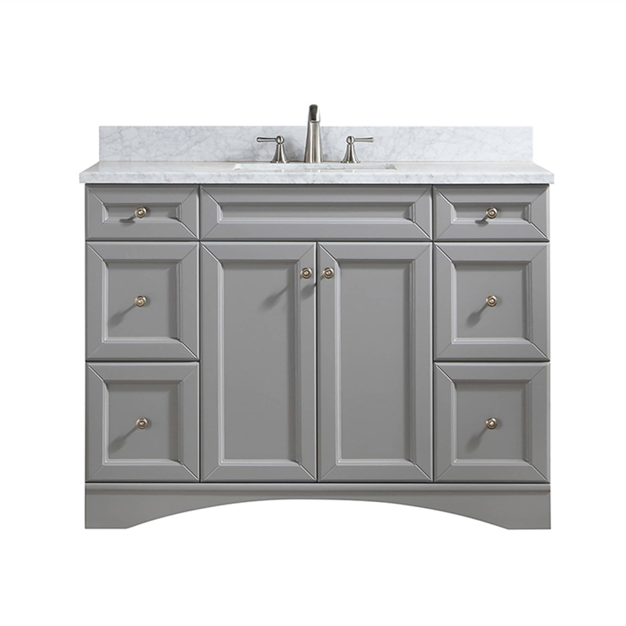 CASAINC 48 Inch Bath Vanity in Gray with White Top and Basin (48W x 22D