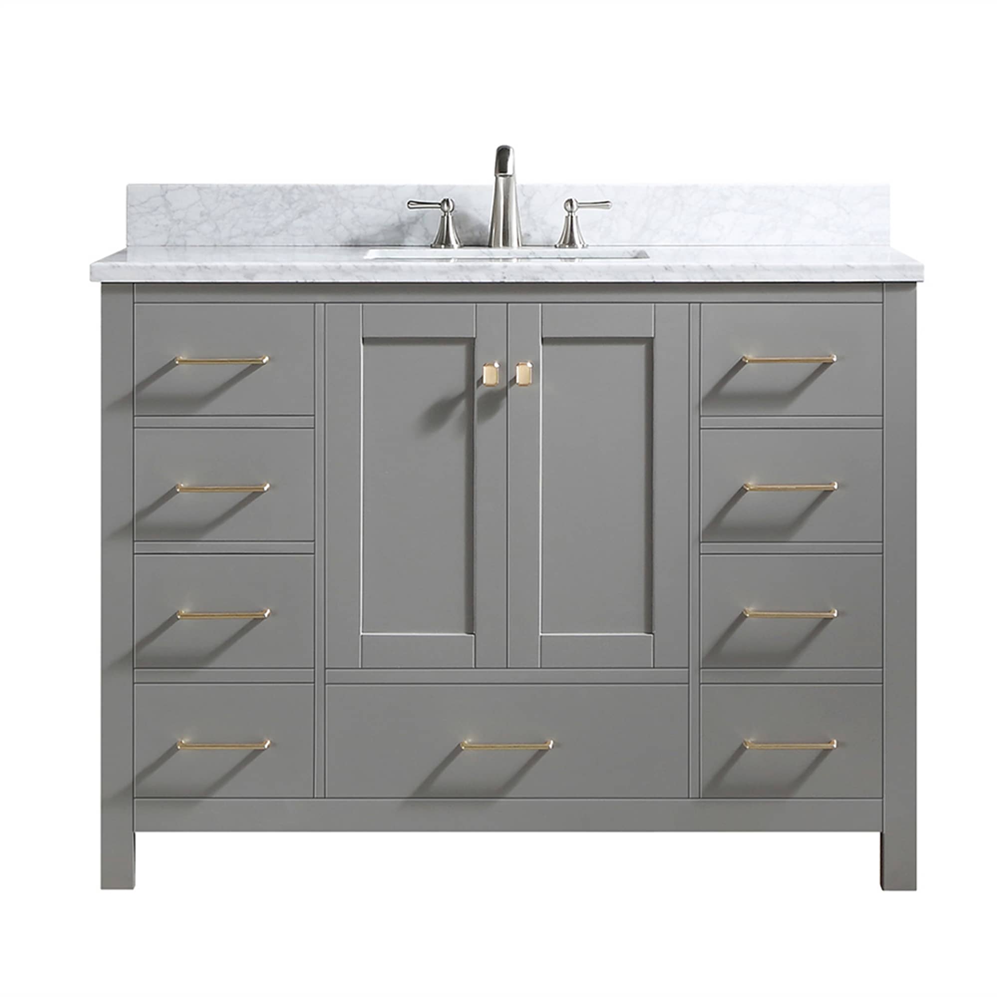CASAINC 48 Inch Bath Vanity in Gray with White Top and Basin ( 48W x 22D x 35.4"H )
