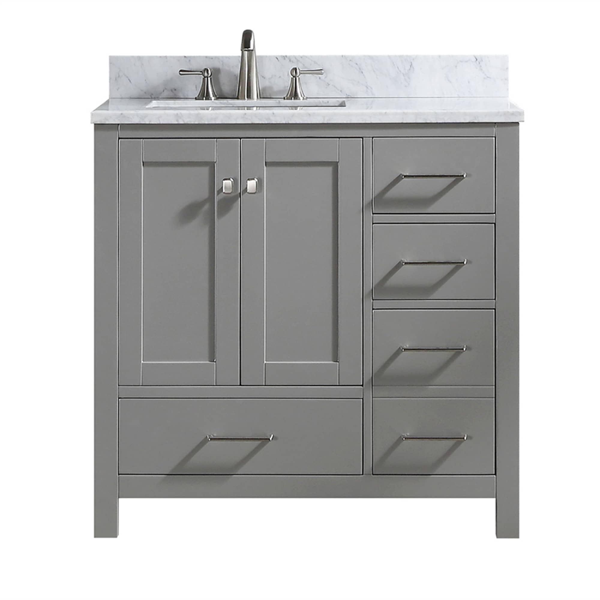 CASAINC 36 Inch Bath Vanity in Gray with White Top and Basin 