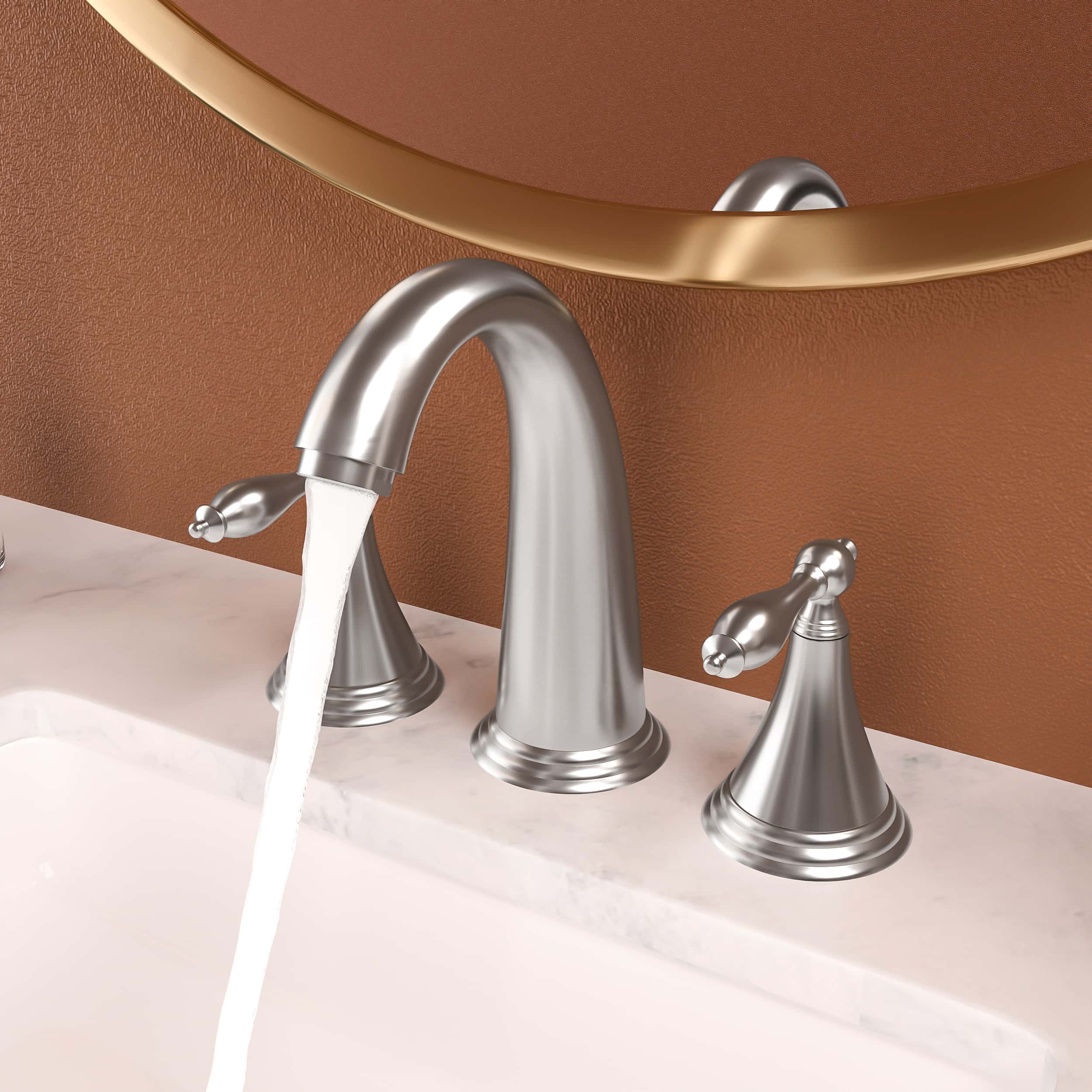 8 in. Widespread 3 Hole Double Handles Bathroom Faucet in Brushed Nickel-Casainc Canada