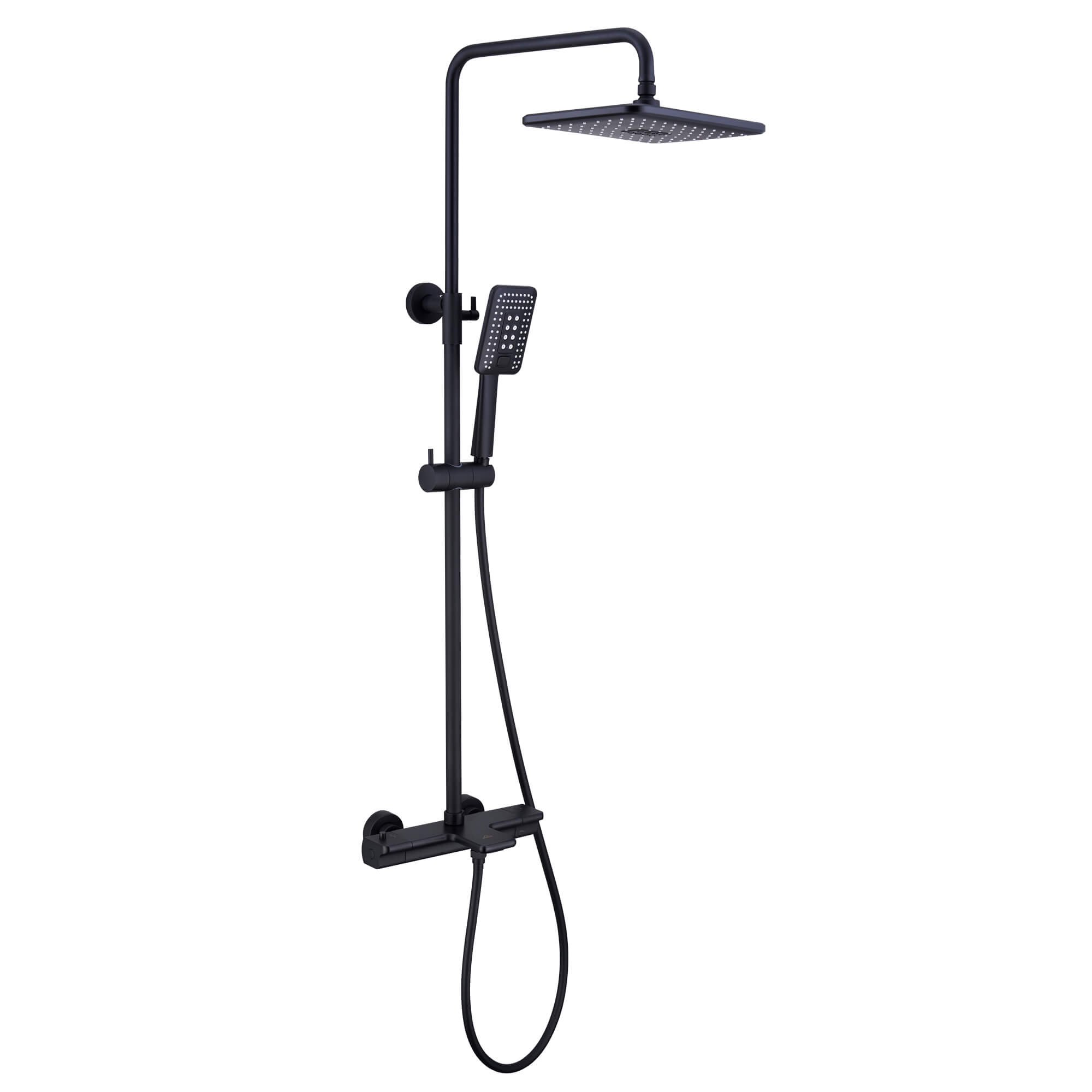 CASAINC Matte Black Thermostatic Rectangle Rain Shower Faucet with Bathtub Spout-Casainc Canada