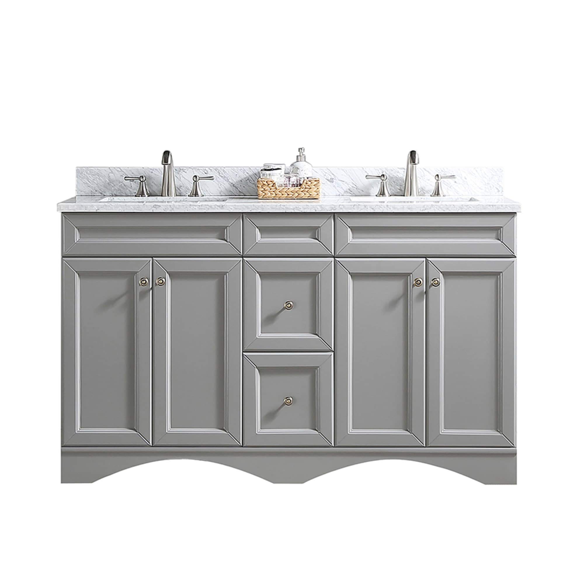CASAINC 60 Inch Bath Vanity in Gray with White Top and Basin （60 W x 22D x 35.4“H ）