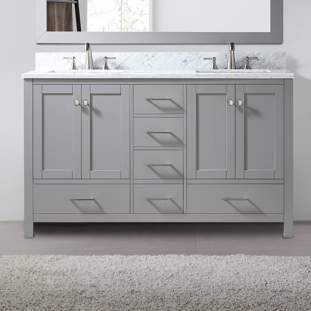 CASAINC 60 Inch Bath Vanity in Gray with White Top and Basin (60W x 22D x 35.4"H )