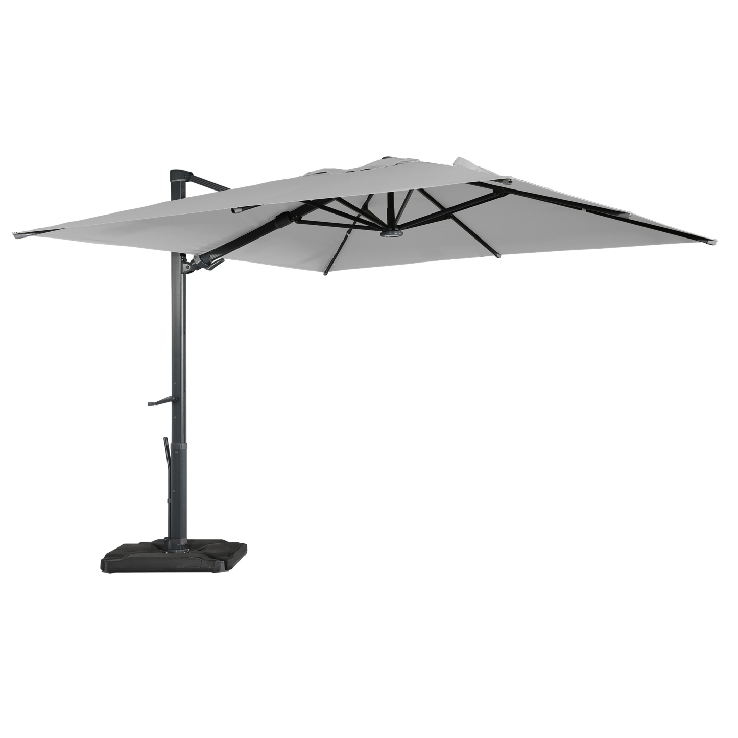 Mondawe 10ft Solar-Powered Cantilever Umbrella 90° Adjustable Tilt Patio Umbrella with Base-Mondawe