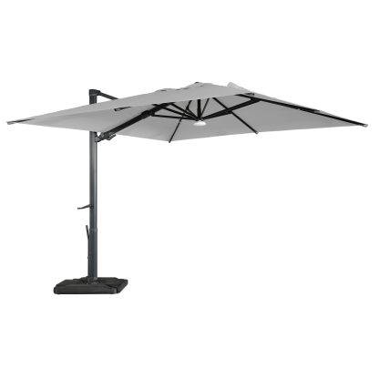 10ft Square Bluetooth Ambient Light 360° Rotation Outdoor Cantilever Tilt Patio Umbrella-Mondawe