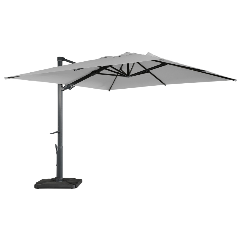 10ft Square Aluminum 90° Adjustable Tilt Umbrella with Base for Outdoor
