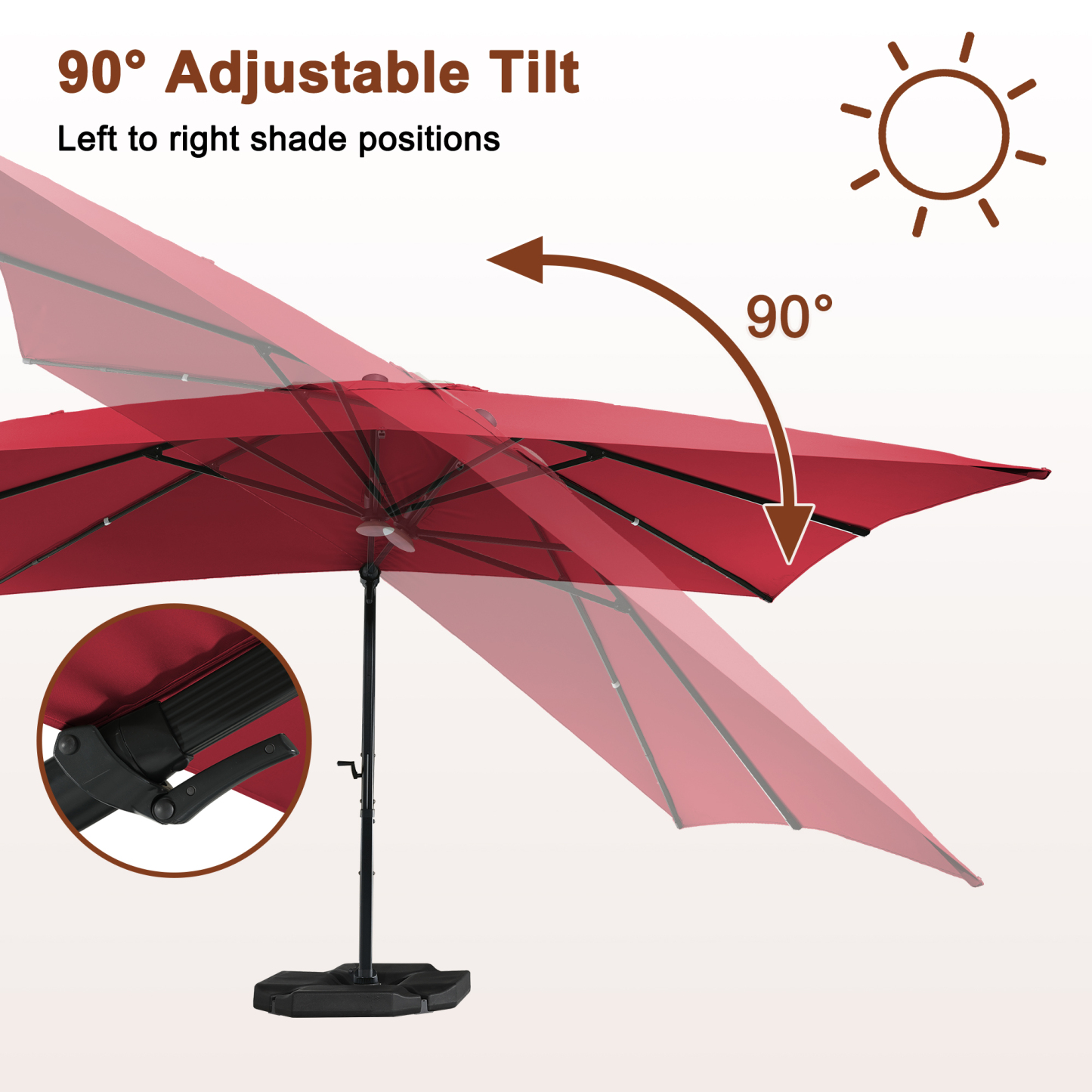 Mondawe 10ft Solar-Powered Cantilever Outdoor Patio Umbrella-Mondawe