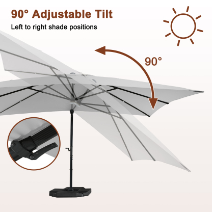 13ft Square Bluetooth Ambient Light 360-Degree Tilt Outdoor Patio Umbrella