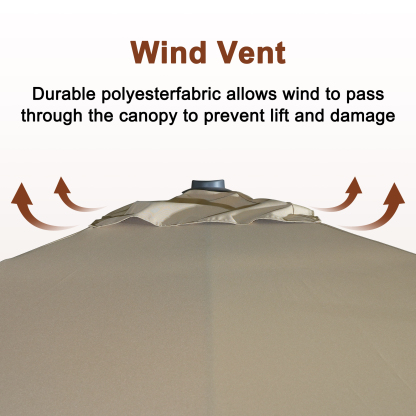 Mondawe 10ft Solar-Powered Cantilever Outdoor Patio Umbrella-Mondawe