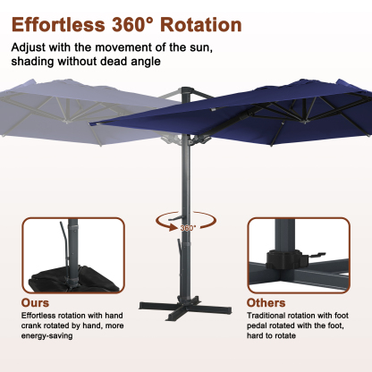 13ft Solar-Powered Cantilever Outdoor Patio Umbrella-Mondawe