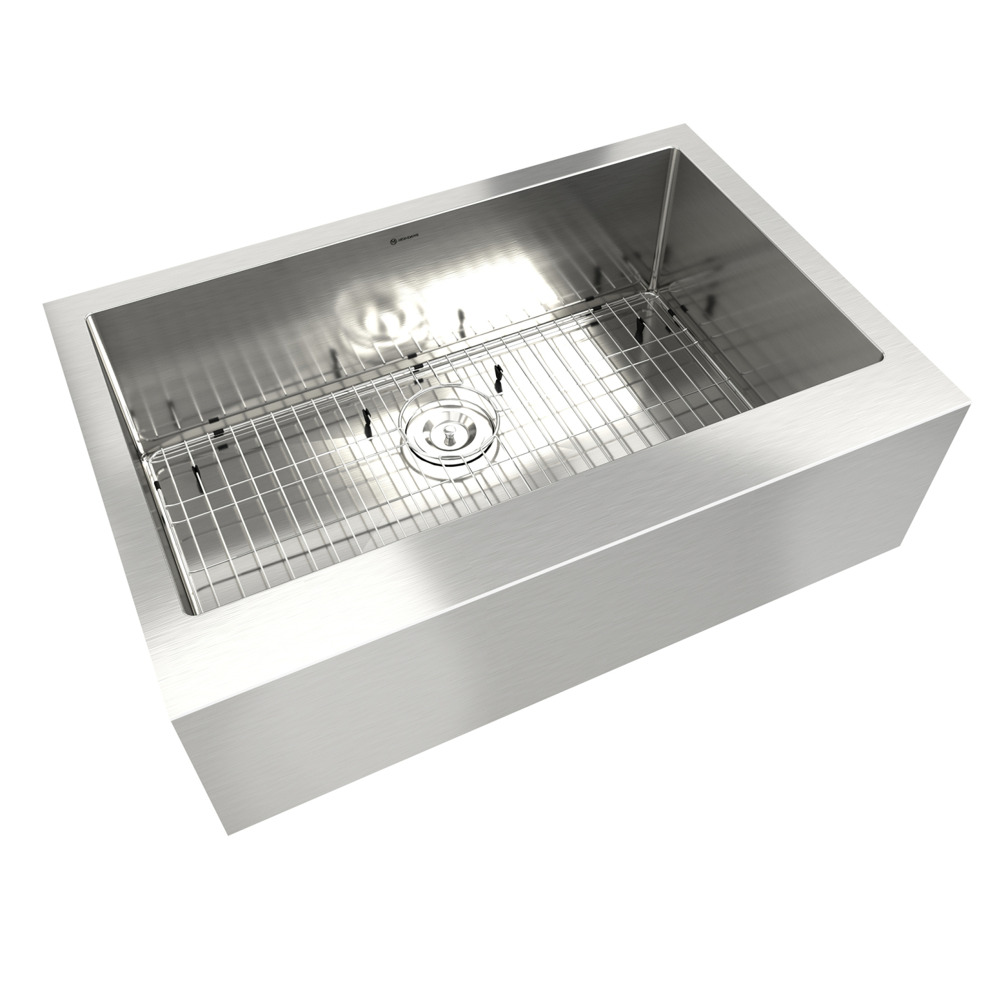 Farmhouse Apron Front 33-in x 22-in Brushed Stainless Steel Single Bowl Kitchen Sink-Mondawe