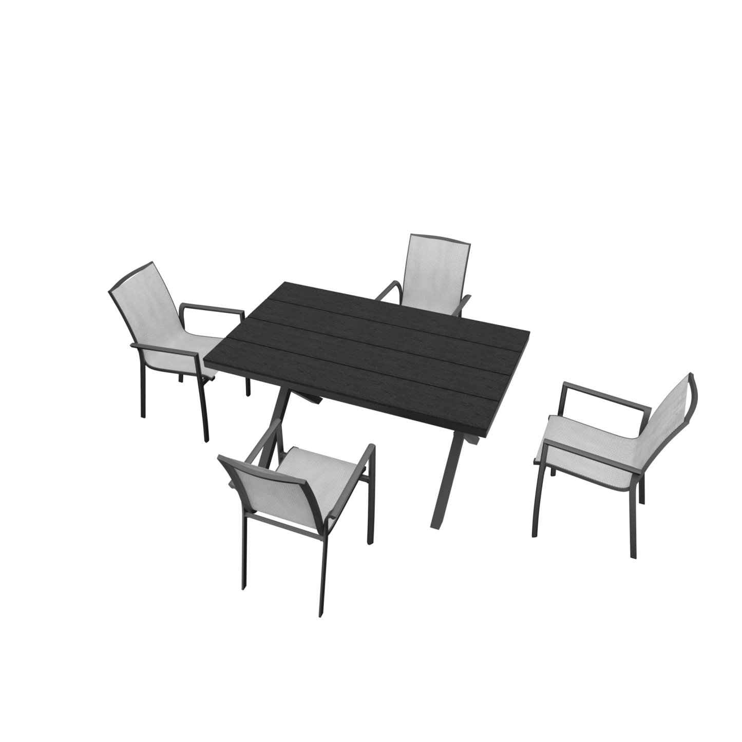 Mondawe 5/7 PCS Aluminum Outdoor Dining Set with Teslin Backrest Chairs and Plastic Wood Tabletop-Mondawe