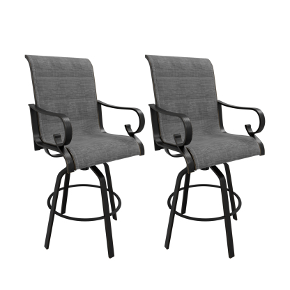 Mondawe Aluminium Frame Outdoor 360° Swivel Chairs Bar Stool with Cushion (2-Pack)-Mondawe
