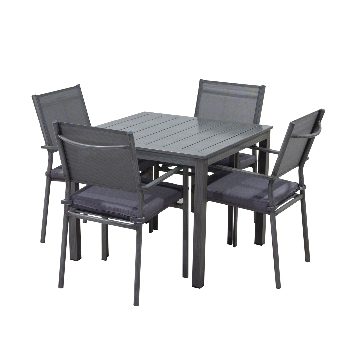 Mondawe 5-Piece Outdoor Patio Aluminum Swivel Chair Dining Set with Table in Gray-Mondawe