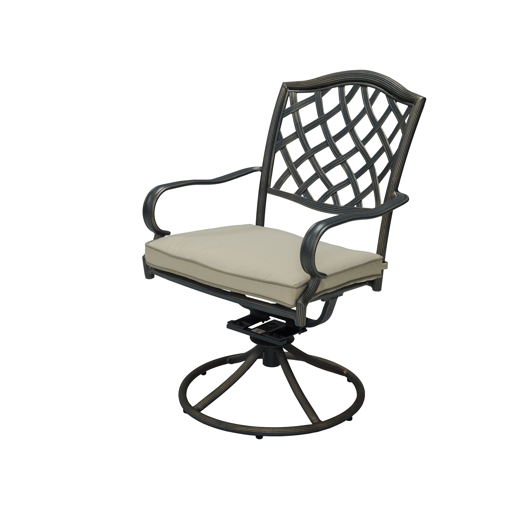 Mondawe 2 Pieces Swivel Aluminum Patio Dining Chairs with Cushion for Garden Backyard Bistro Furniture-Mondawe
