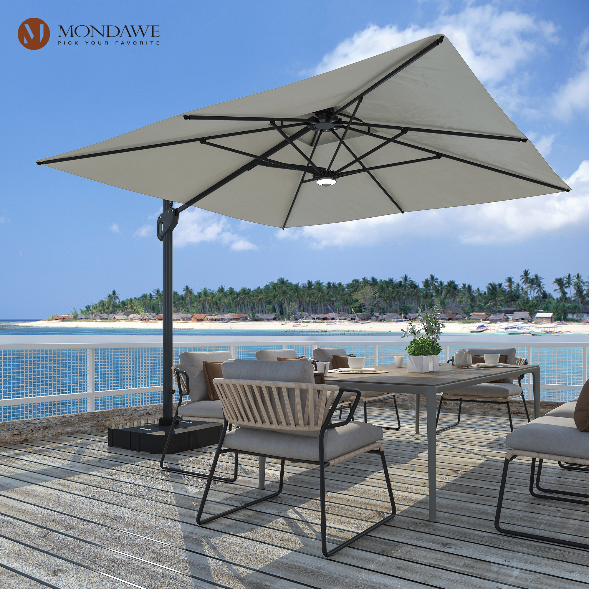 Cantilever Patio Umbrella with Base 10 ft Aluminum Outdoor Umbrellas