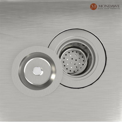 Drop-In 33-in x 22-in Brushed Stainless Steel Single Bowl Workstation Kitchen Sink with Pull Down Kitchen Faucet-Mondawe