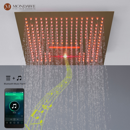 Mondawe 4-Way Shower System with LED and Music Player in Black/Nickel/Gold-Mondawe