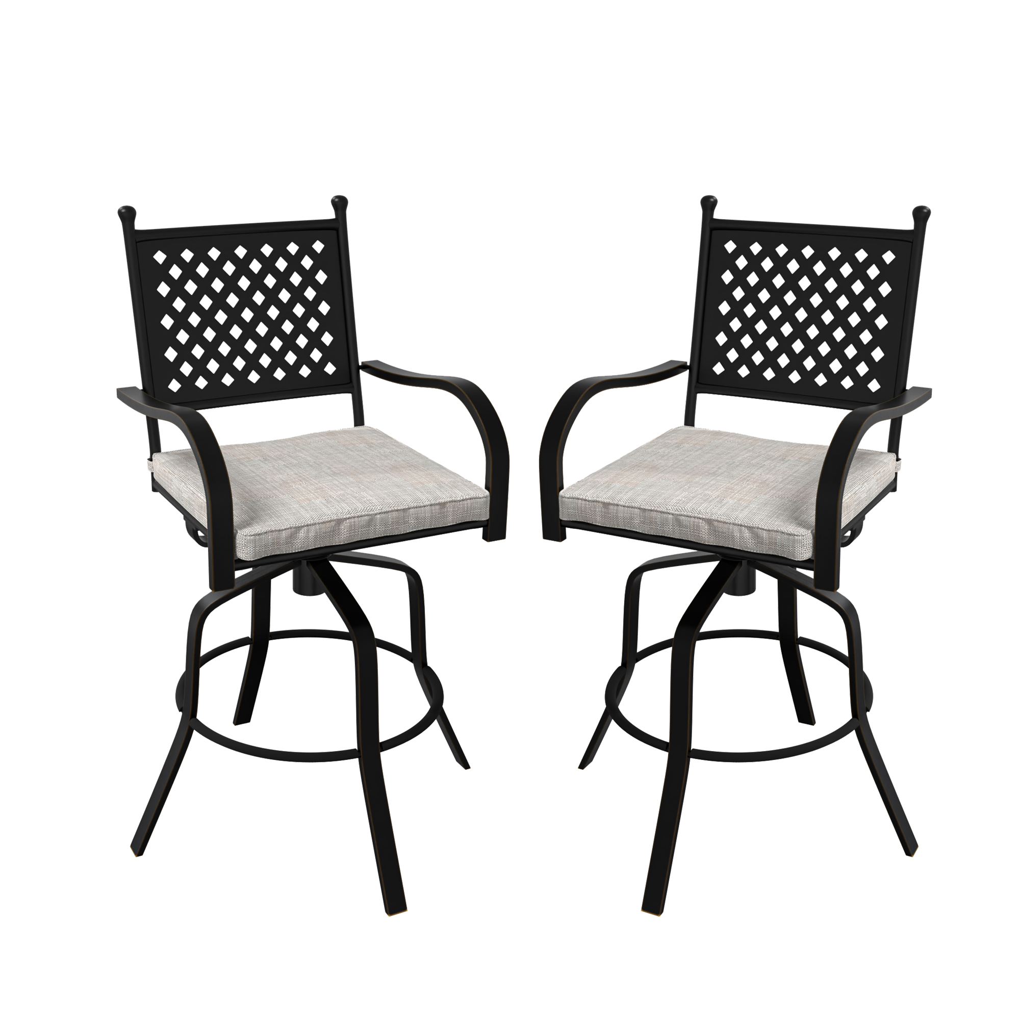 Mondawe Aluminium Frame Outdoor Swivel Chairs Dining Chairs Bar Stool with Cushion-Mondawe