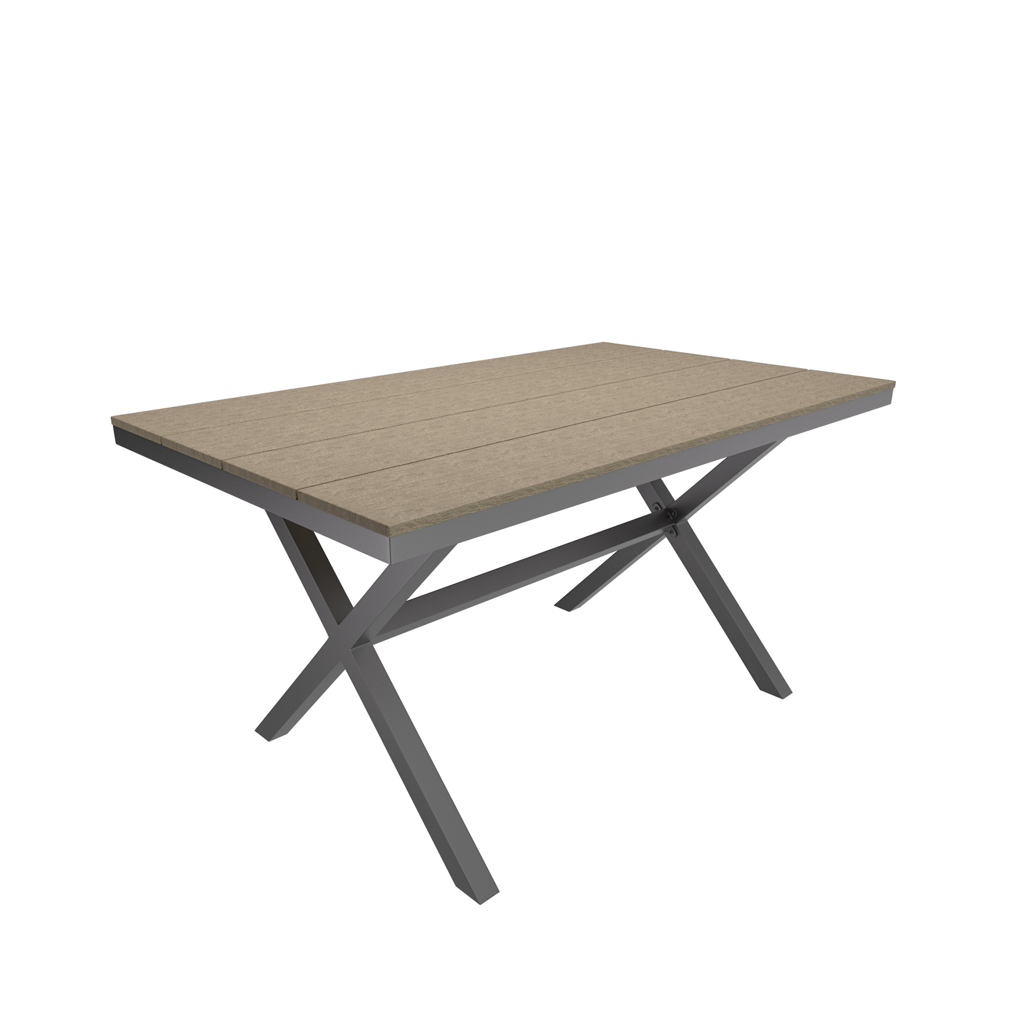 Mondawe Black Rectangular Outdoor Dining Table with Imitation Wood Grain-Mondawe
