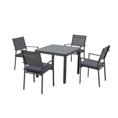 Mondawe 5-Piece Outdoor Patio Aluminum Swivel Chair Dining Set with Table in Gray-Mondawe