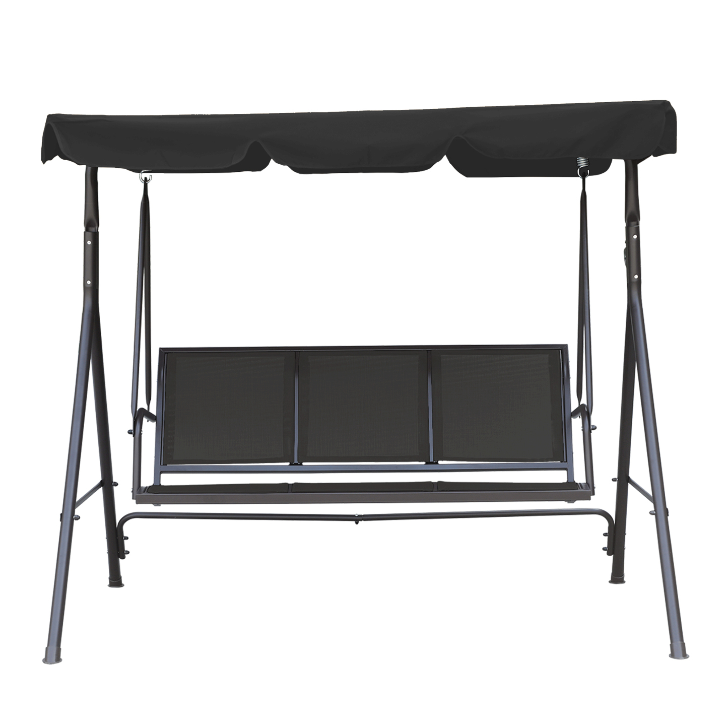 Mondawe 3-Person Steel Frame Textilence Seats Swing Glider Patio Canopy Swing Chair with Removable Convertible Canopy-Mondawe