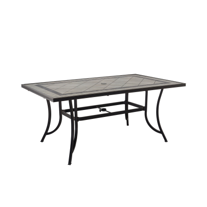 Mondawe 67x40 inch Aluminum Rectangle Patio Dining Table for 6 Seating Metal Steel Slat with 2.4in Umbrella Hole-Mondawe