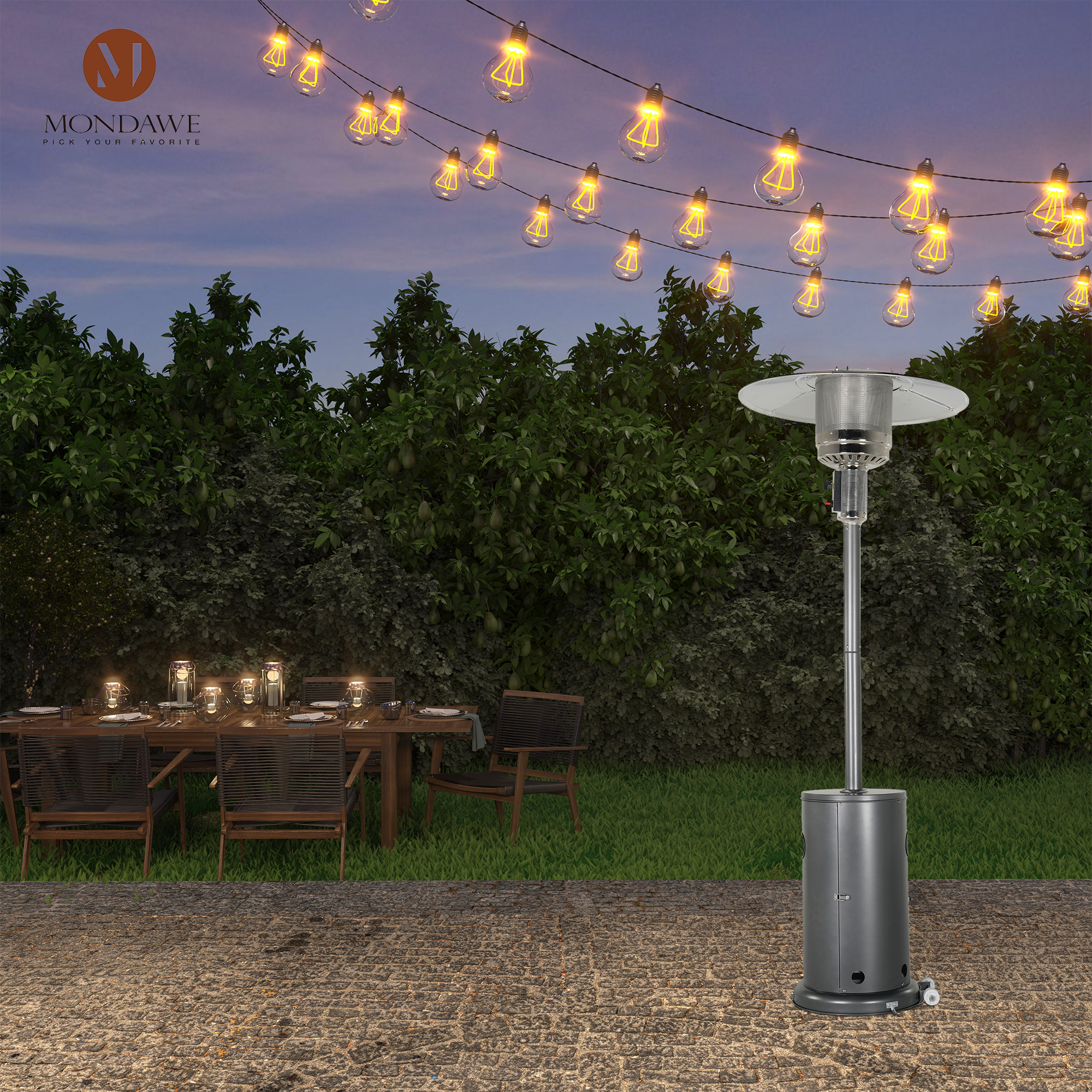 MoNiBloom 11,000 BTU Stainless Steel Patio Heater Portable Propane