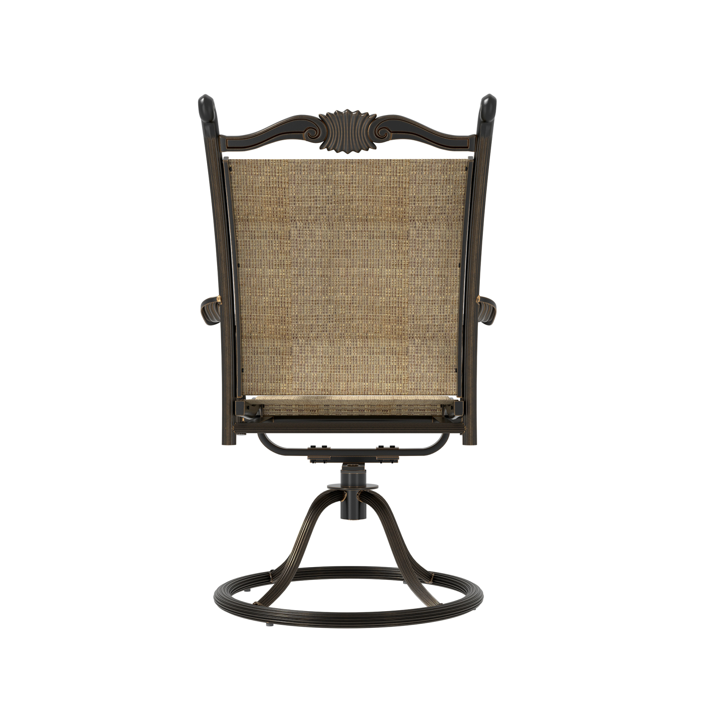 Mondawe 2Pcs Cast Aluminum Textilene Swivel Chairs-Mondawe