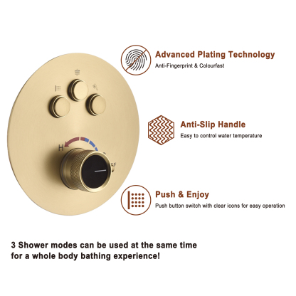 Mondawe Round Shower System With Body Jet,12 inch Wall Mounted High-Pressure Rainfall Shower Head Handheld and 6 pcs Body Sprays,Rain Shower Mixer Combo Set-Mondawe