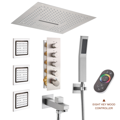 BN-Mondawe 4-Way Shower System with LED and Music Player in Black/Nickel/Gold-Mondawe