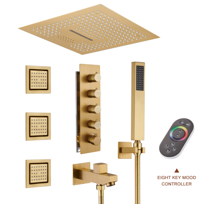 BG-Mondawe 4-Way Shower System with LED and Music Player in Black/Nickel/Gold-Mondawe