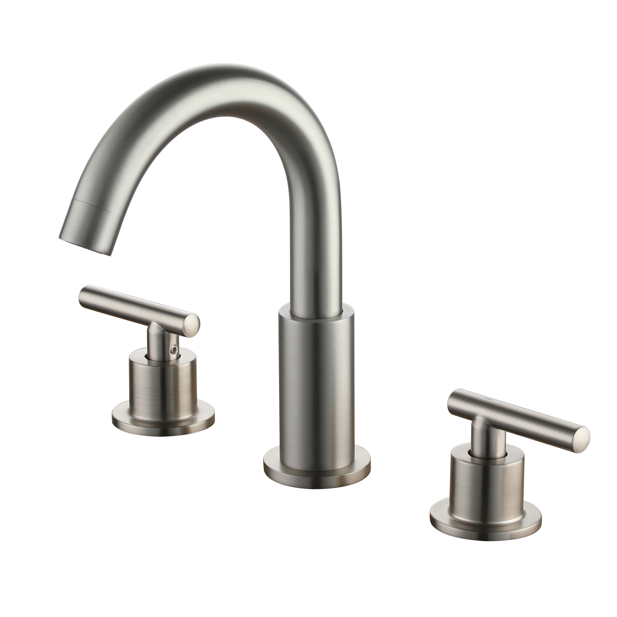 General Silver 8 in. Widespread 2-Handle Mid-Arc Bathroom Faucet in Brushed Nickel-Mondawe