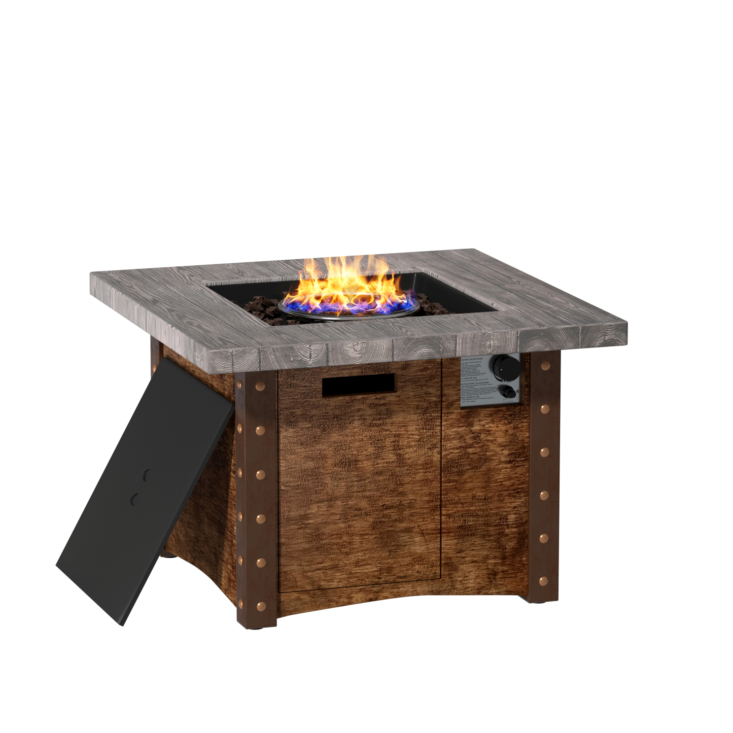 Mondawe 34.5 Inch Auto-Ignition Propane Fire Pit Table with Waterproof Cover-Mondawe