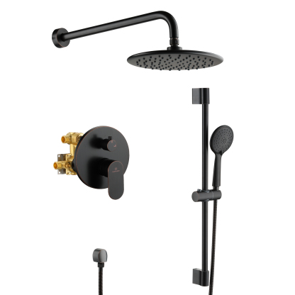ORB-Mondawe Retro Series 2-Spray Patterns with 1.8 GPM 9 in. Rain Wall Mount Dual Shower Heads with Handheld and Spout in Brushed Nickel/ Black/ Bronze/Brushed Gold-Mondawe