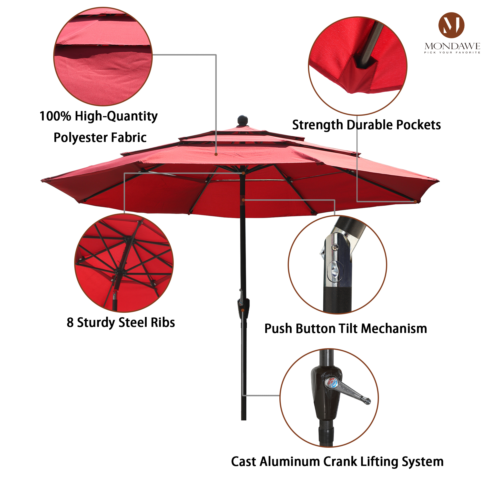 10ft Patio Market Umbrella with Double Airvent-Mondawe