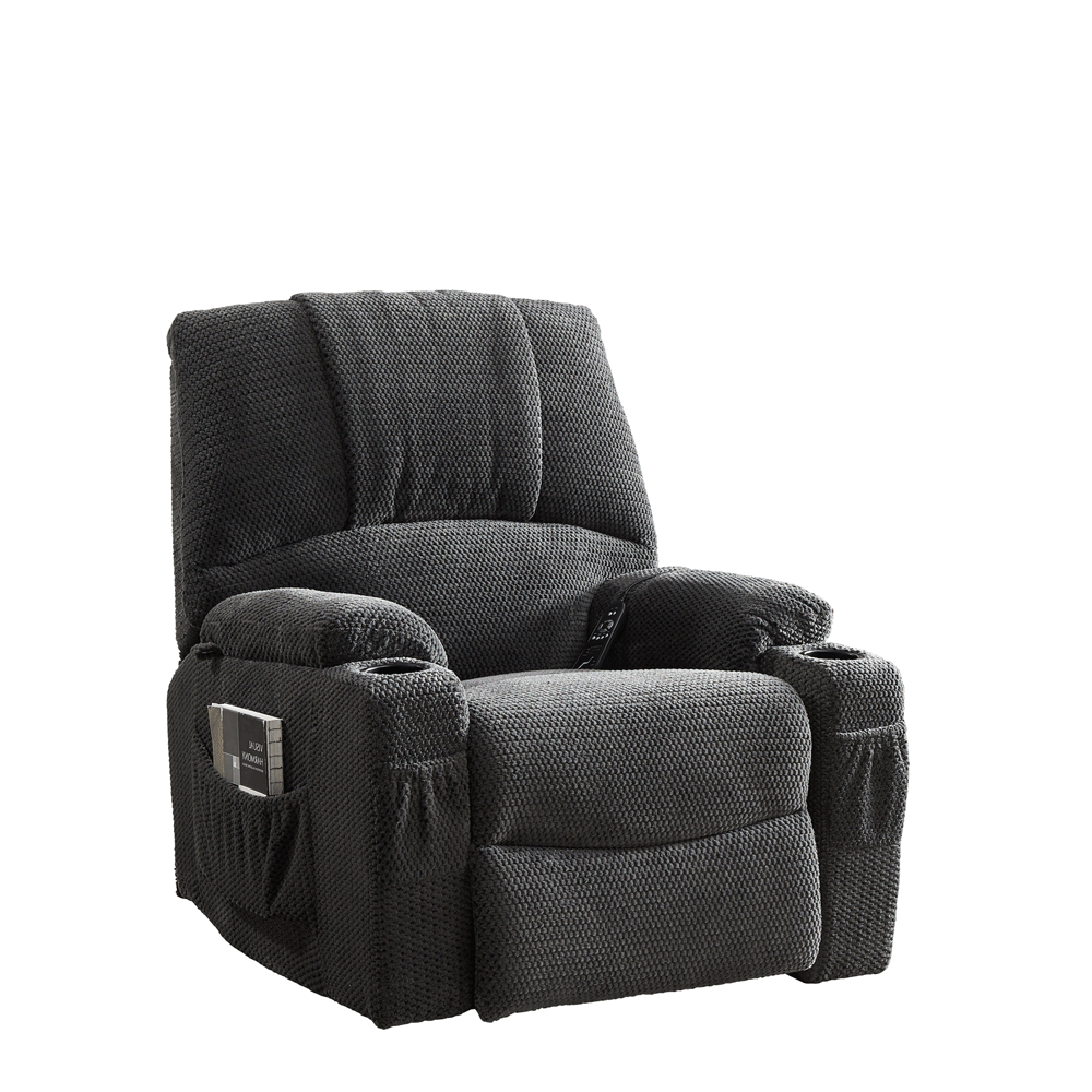 Mondawe Electric Power Lift Recliner Chair for Elderly, Living Room Velvet Sofa Chair Massage and Heat Function with Side Pockets and Cup Holders for Home Theater-Mondawe