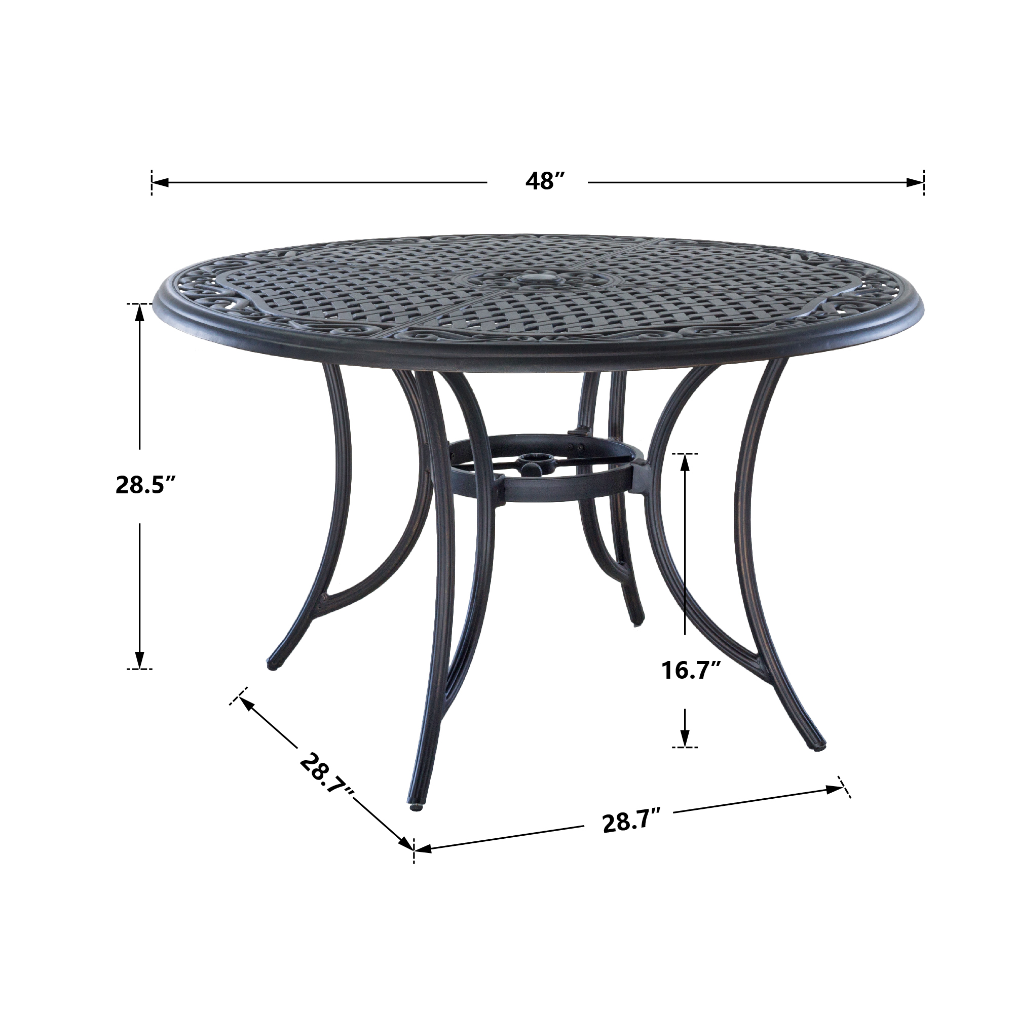 Mondawe Patio Outdoor Round Aluminum Dining Table(Black)-Mondawe